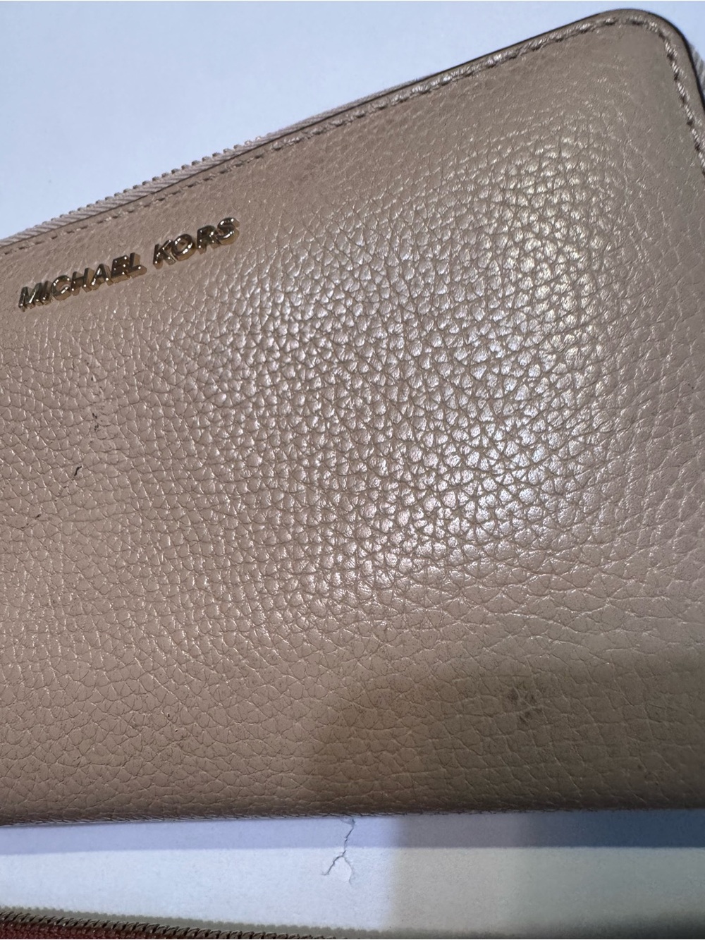 Michael Kors Leather Beige Zip Wallet & Brown MK Wristlet Set Bundle READ - Picture 6 of 10